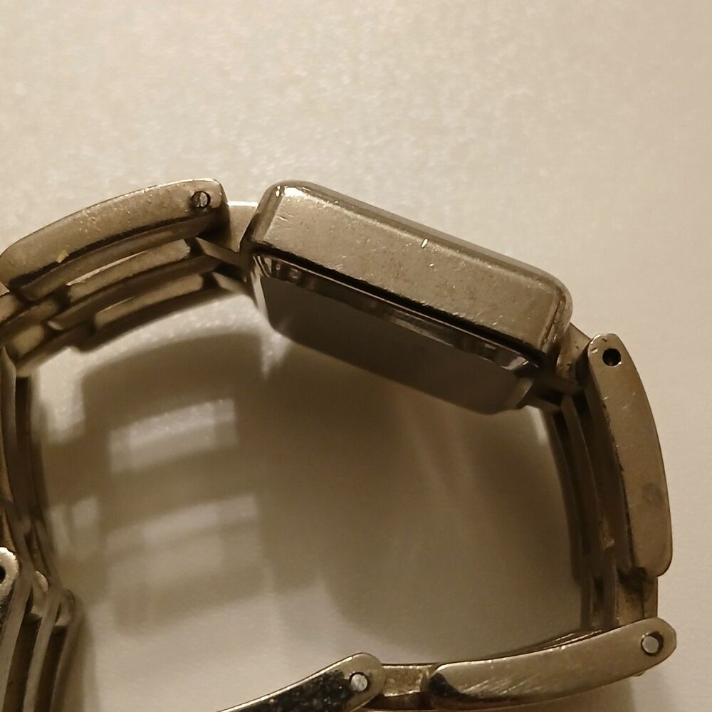 Vintage 90s Saint Laurent Women's Silver Tone Square MOP Dial Quartz Watch - Picture 12 of 17